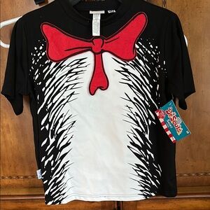 Dr. Seuss Black and White Tee with Red Bow